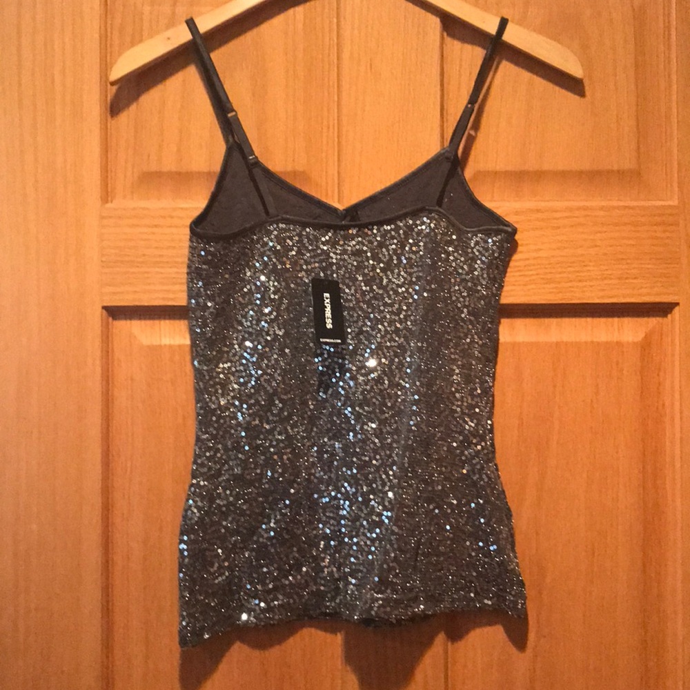 EXPRESS gray silver sequin tank cami XS NWT - Picture 2 of 3